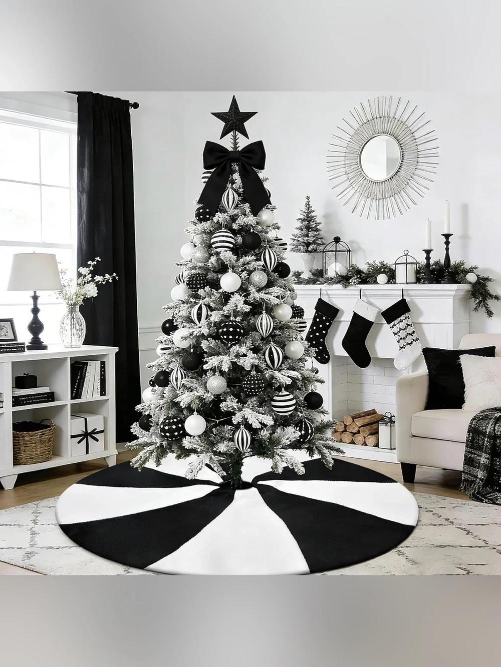 New 36” Classic Black & White Holiday Christmas Lollipop Tree Skirt
